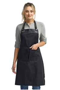 Artisan Collection by Reprime Black Espresso Adjustable Bib Apron (2 Pockets)