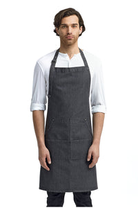 Artisan Collection by Reprime Black Denim Bib Adjustable Apron (4 Pocket Pouch)