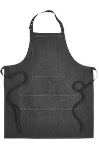Artisan Collection by Reprime Black Denim Bib Adjustable Apron (4 Pocket Pouch)
