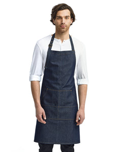 Artisan Collection by Reprime Indigo Denim Denim Bib Adjustable Apron (4 Pocket Pouch)