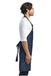 Artisan Collection by Reprime Indigo Denim Bib Adjustable Apron (4 Pocket Pouch)