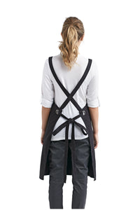 Artisan Collection by Reprime Black Cross Back Bib Adjustable Apron (1 Large Pocket)