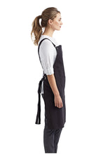 Artisan Collection by Reprime Black Cross Back Bib Adjustable Apron (1 Large Pocket)