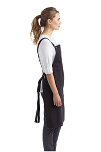 Artisan Collection by Reprime Black Cross Back Bib Adjustable Apron (1 Large Pocket)