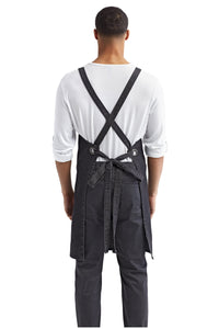 Artisan Collection by Reprime Black Denim Cross Back Bib Adjustable Apron (1 Large Pocket)