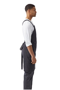 Artisan Collection by Reprime Black Denim Cross Back Bib Adjustable Apron (1 Large Pocket)