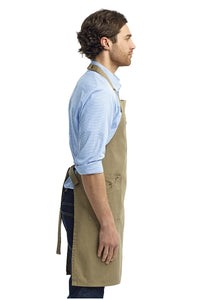 Artisan Collection by Reprime Khaki Khaki Cotton Chino Adjustable Bib Apron (3 Pocket)