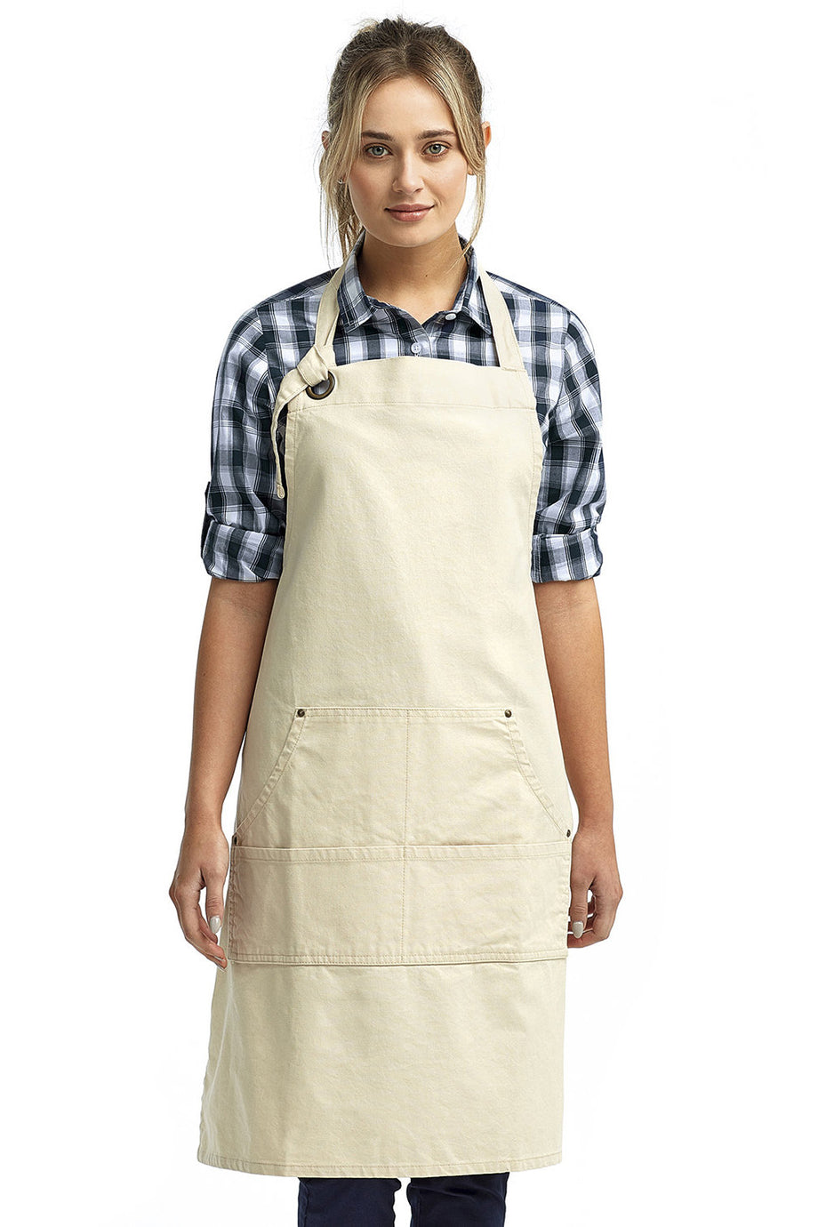 Artisan Collection by Reprime Natural Bib Adjustable Apron (4 Pocket Pouch)