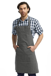 Artisan Collection by Reprime Dark Grey Bib Adjustable Apron (4 Pocket Pouch)