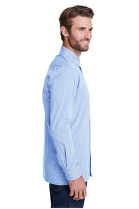 Artisan Collection by Reprime Men's Microcheck Long Sleeve Cotton Shirt (Light Blue / White)