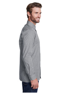 Artisan Collection by Reprime Men's Microcheck Long Sleeve Cotton Shirt (Black / White)