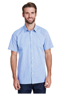 Artisan Collection by Reprime Light Blue / White / XS Men's Microcheck Short Sleeve Cotton Shirt