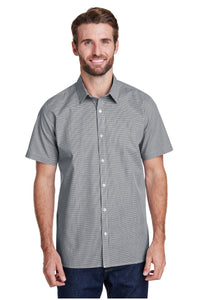 Artisan Collection by Reprime XS Men's Microcheck Short Sleeve Cotton Shirt (Black / White)