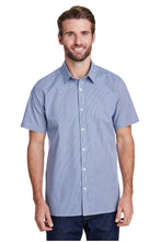 Artisan Collection by Reprime Navy / White / XS Men's Microcheck Short Sleeve Cotton Shirt