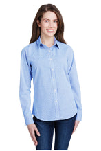 Artisan Collection by Reprime Light Blue / White / XS Women's Microcheck Long Sleeve Cotton Shirt