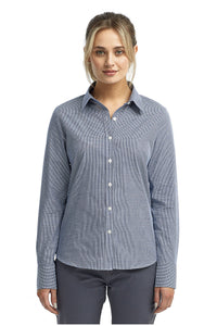 Artisan Collection by Reprime XS Women's Microcheck Long Sleeve Cotton Shirt (Navy / White)