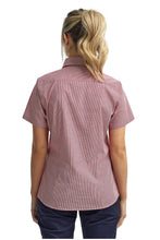 Artisan Collection by Reprime Women's Microcheck Short Sleeve Cotton Shirt (Red / White)