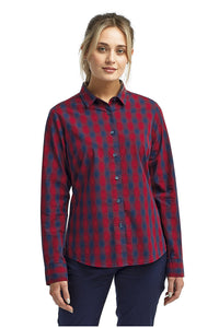 Artisan Collection by Reprime XS Women's Mulligan Check Long Sleeve Cotton Shirt (Red / Navy)