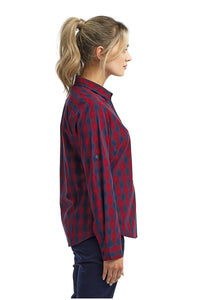Artisan Collection by Reprime Women's Mulligan Check Long Sleeve Cotton Shirt (Red / Navy)
