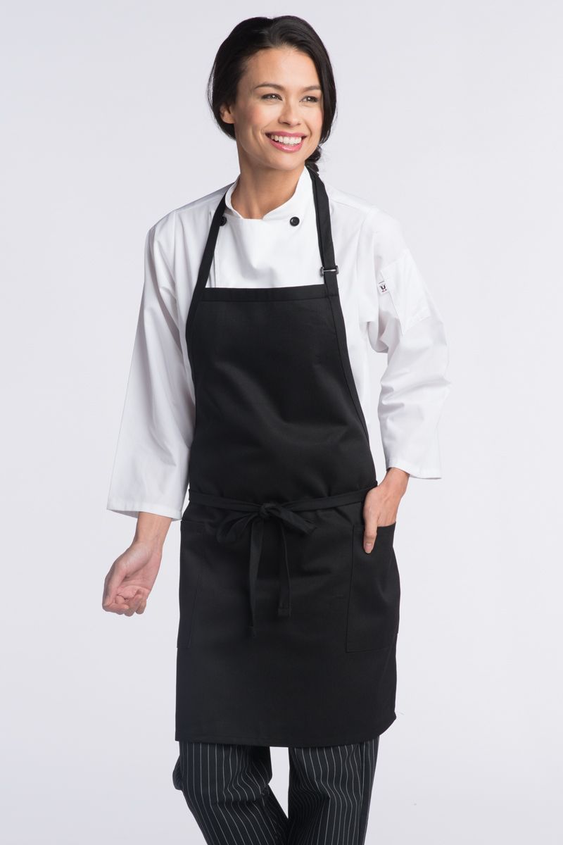 Uncommon Threads Black Bib Adjustable Apron (2 Patch Pocket)