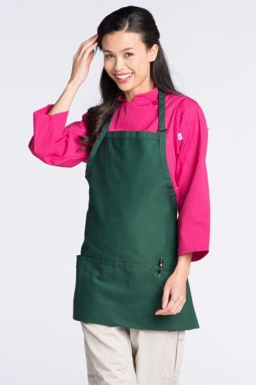 Uncommon Threads Hunter Green Bib Adjustable Apron (3 Pockets)