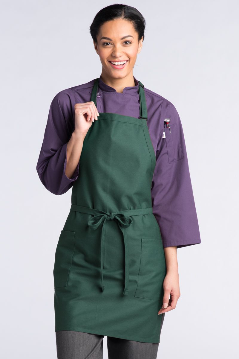 Uncommon Threads Hunter Green Bib Adjustable Apron (2 Patch Pockets)