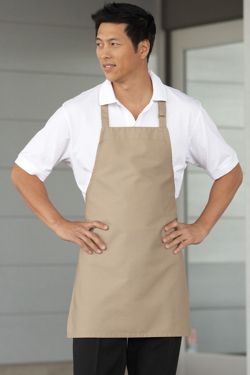 Uncommon Threads Khaki Bib Adjustable Apron (No Pockets)