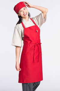 Uncommon Threads Red Bib Apron (3 Patch Pockets)