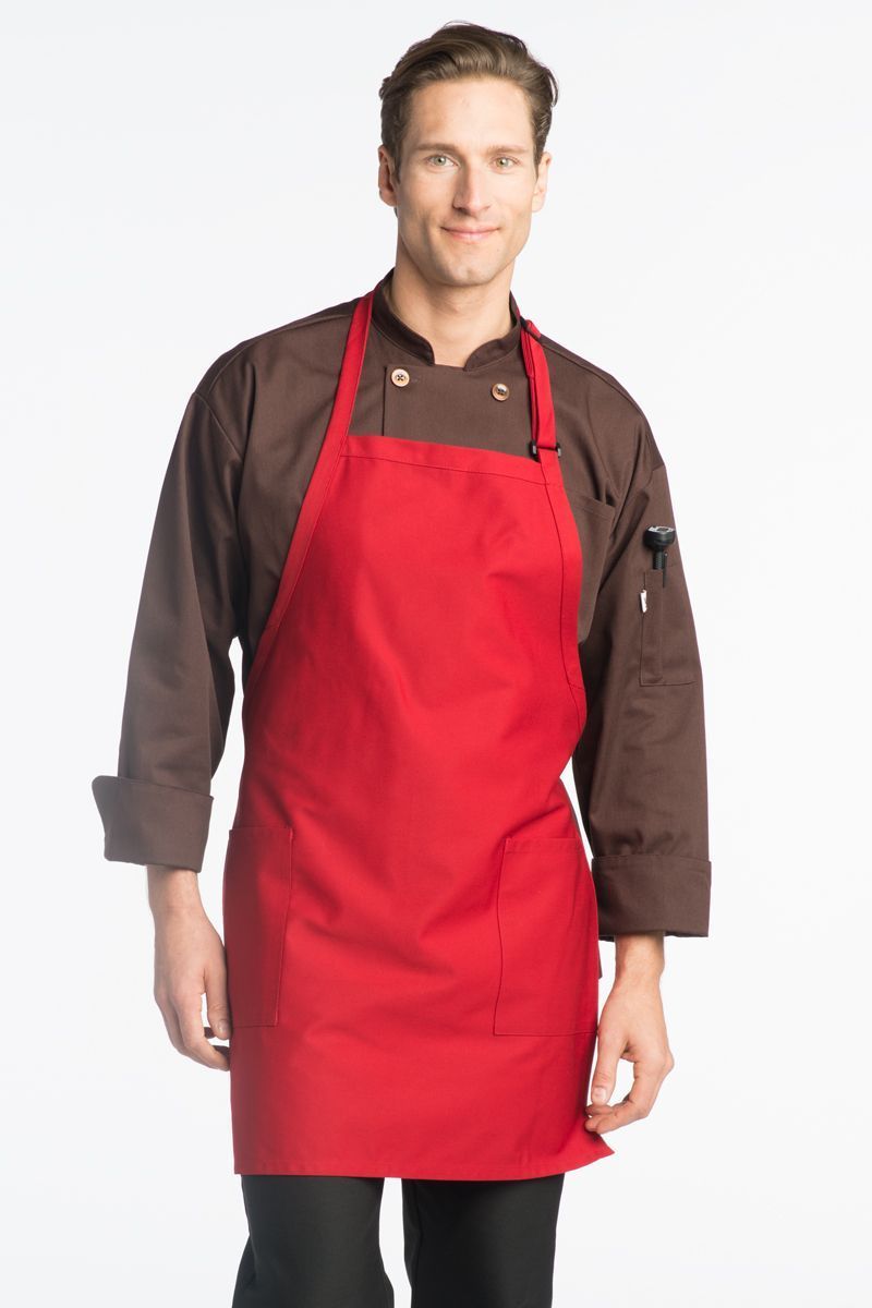 Uncommon Threads Red Bib Adjustable Apron (2 Patch Pockets)