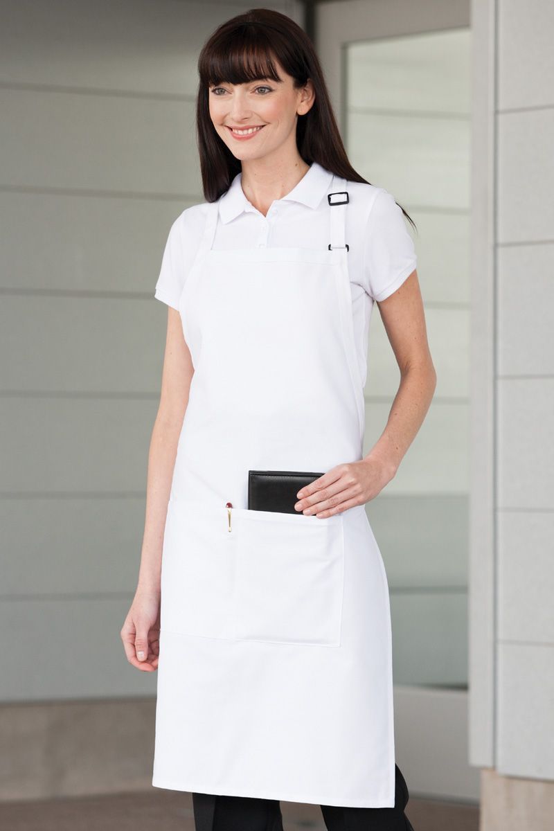 White Butcher Adjustable Apron (2 Pockets) – ApronWarehouse