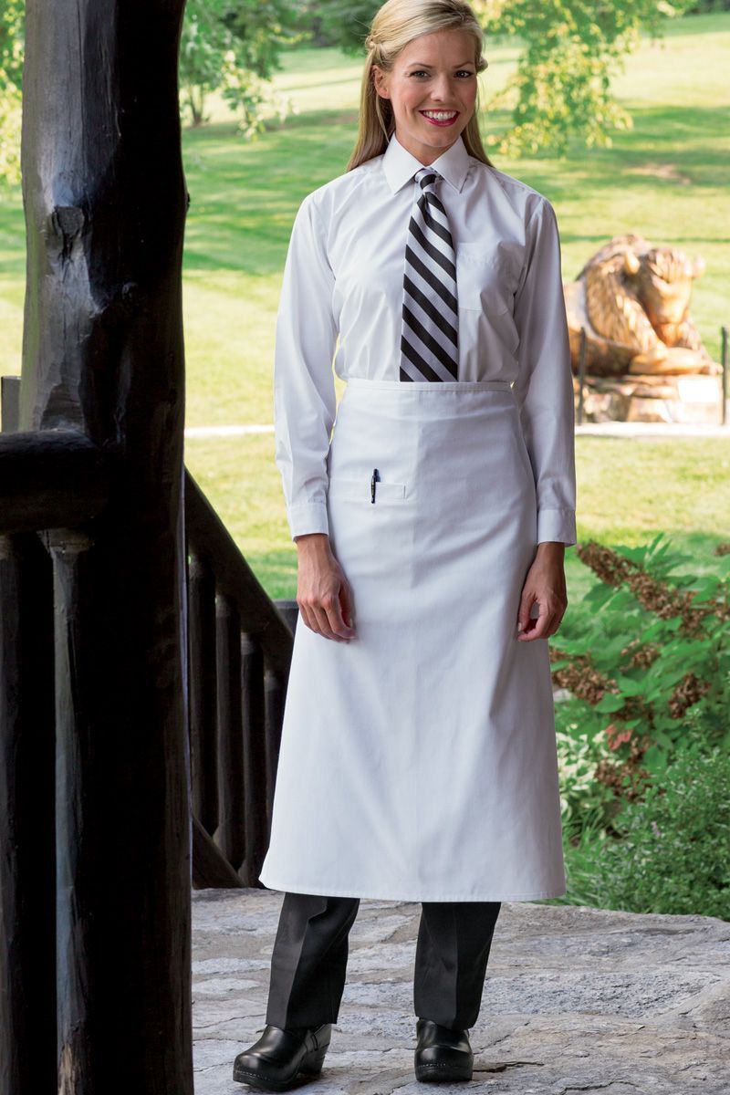 White Full Bistro Apron (1 Inset Pocket) – ApronWarehouse