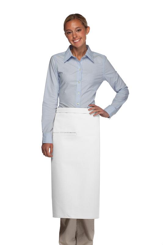 Cardi / DayStar White Full Bistro Apron (1 Inset Pocket)