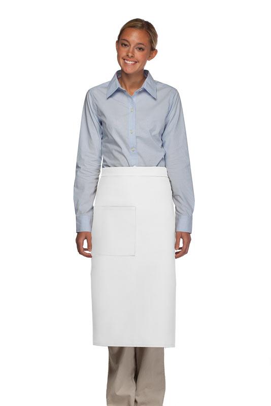 Cardi / DayStar White Full Bistro Apron (1 Pocket)