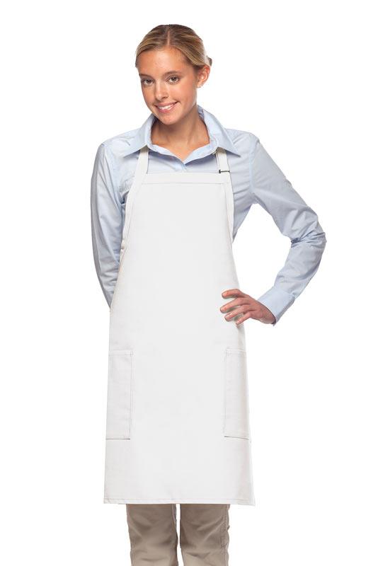 Cardi / DayStar White Deluxe Bib Adjustable Apron (2 Pockets)