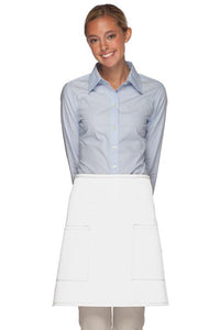 Cardi / DayStar White Half Bistro Apron (2 Patch Pockets)