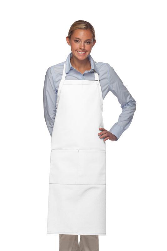 White Deluxe XL Butcher Adjustable Apron (2 Pockets) – ApronWarehouse