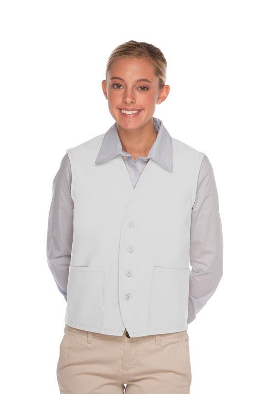 Cardi / DayStar White 4-Button Unisex Vest with 2 Pockets